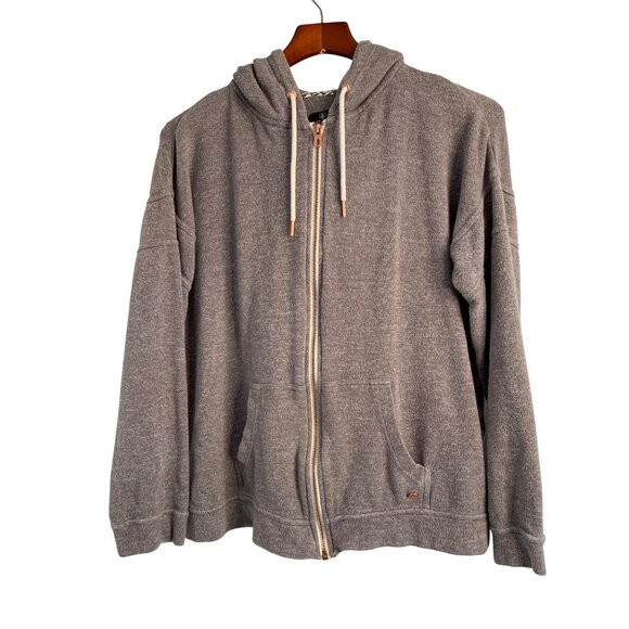 Volcom  Womens Gray Heather Full Zip Hoodie W/ Copper Accents Size L 8926 - Picture 1 of 9